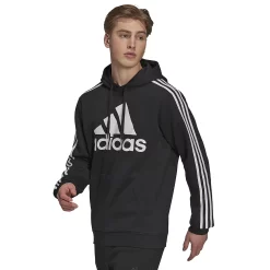 Men's adidas Essential Big Logo Fleece Hoodie -Clearance Sales Store 6142188 Black White