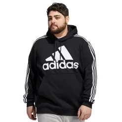 Big & Tall adidas Essential 3-Stripes Badge of Sport Hoodie -Clearance Sales Store 6142597 Black White