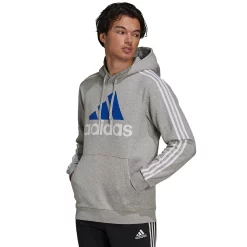 Big & Tall adidas Essential 3-Stripes Badge of Sport Hoodie -Clearance Sales Store 6142597 Gray White
