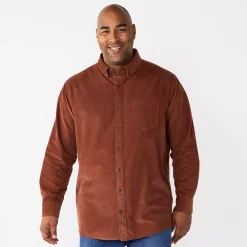 Big & Tall Sonoma Goods For Life® Perfect Length Button-Down Shirt -Clearance Sales Store 6150506 Brown
