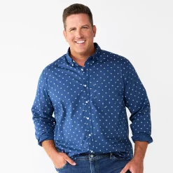 Big & Tall Sonoma Goods For Life® Perfect Length Button-Down Shirt -Clearance Sales Store 6150506 Diamond Navy