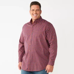 Big & Tall Sonoma Goods For Life® Perfect Length Button-Down Shirt -Clearance Sales Store 6150506 Red Blue Check