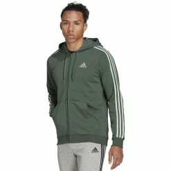 Men's adidas Essential Full-Zip Fleece Hoodie -Clearance Sales Store 6172049 Green Oxide