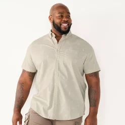 Big & Tall Sonoma Goods For Life® Poplin Button-Down Shirt -Clearance Sales Store 6197017 Gray Southwest